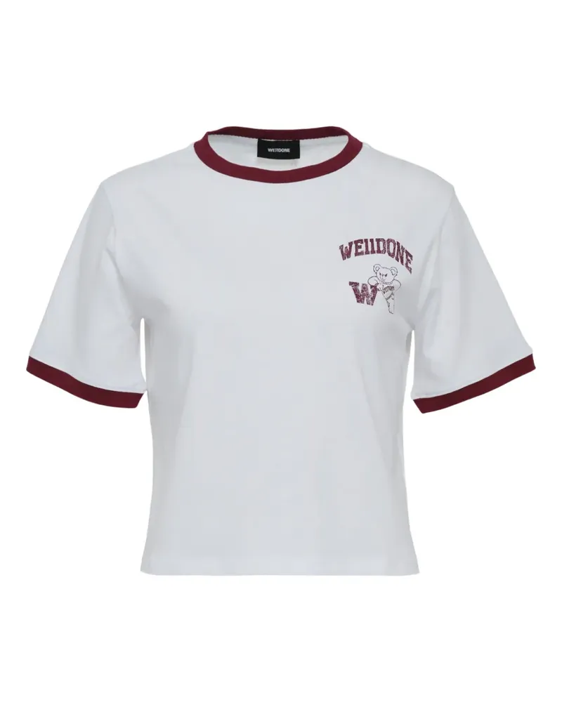 WE 11 DONE Varsity Bear Ringer T-shirt - Weiß Weiß