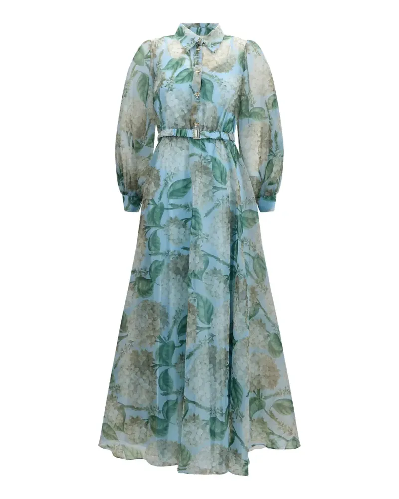 NISSA belted floral-print maxi dress - Blau Blau