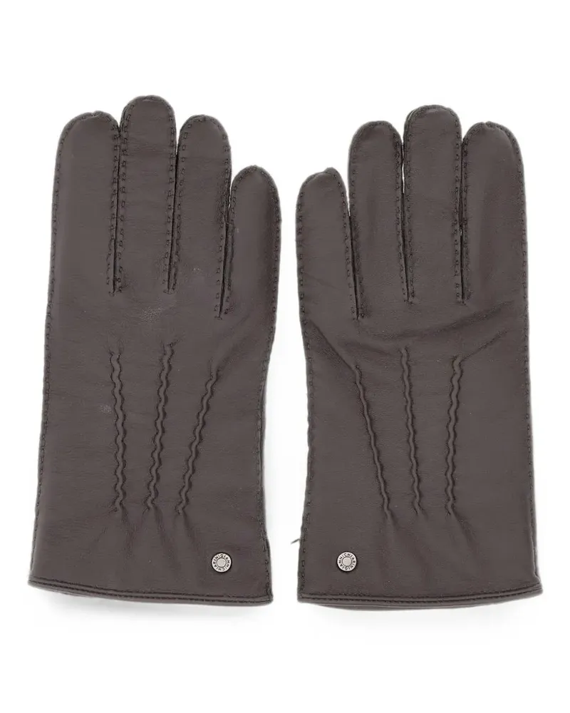 Gianni Chiarini topstitched leather gloves - Braun Braun