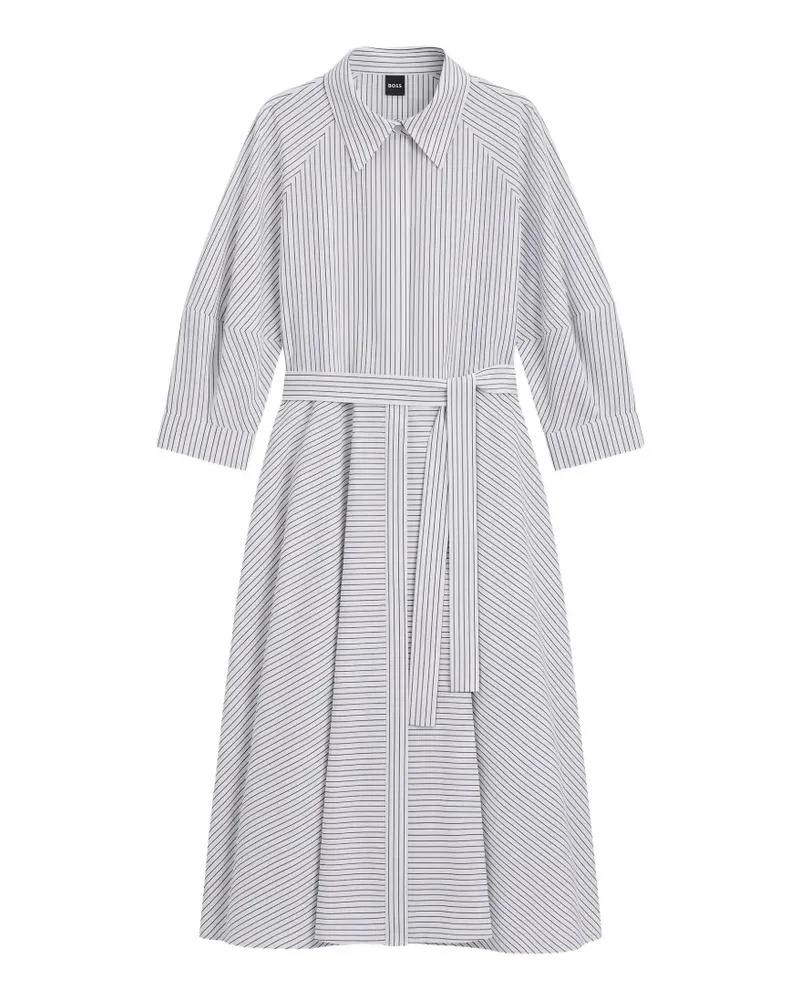 HUGO BOSS Gestreiftes Hemdkleid - Weiß Weiß