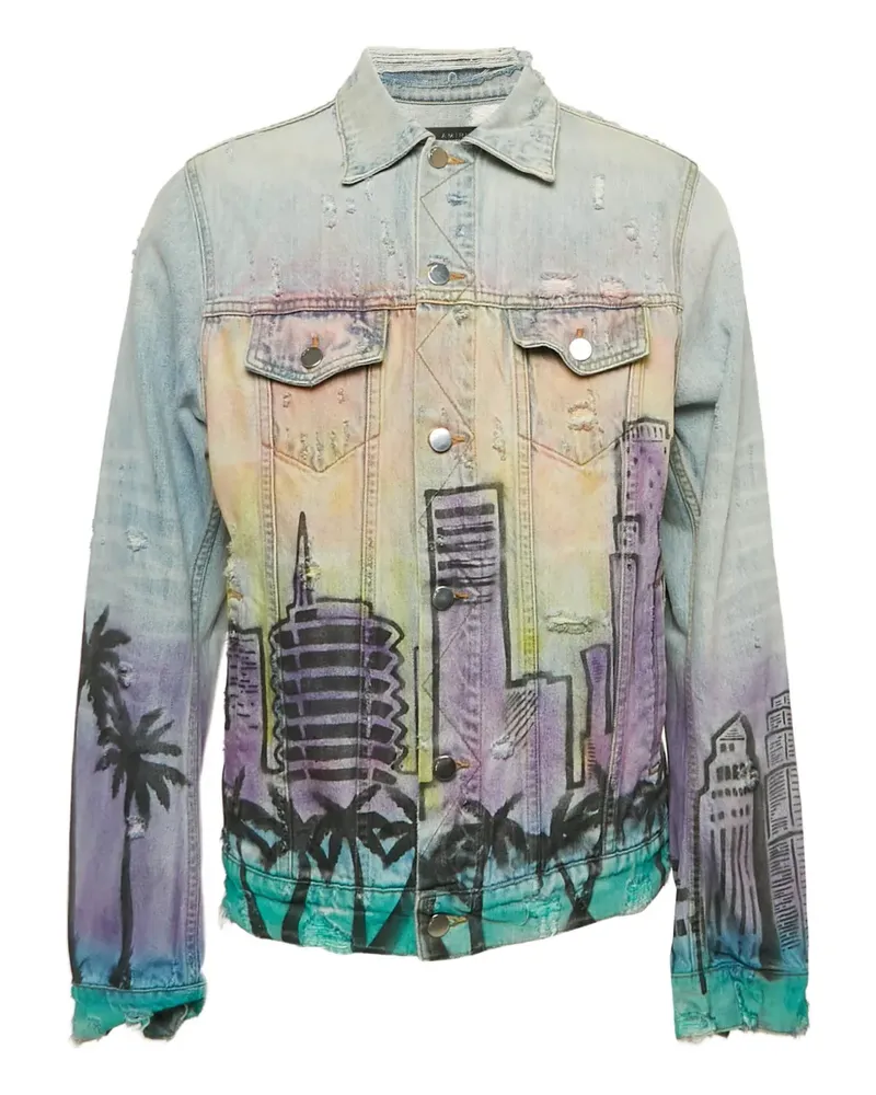 Amiri Cityscape Jacke im Distressed-Look - Blau Blau