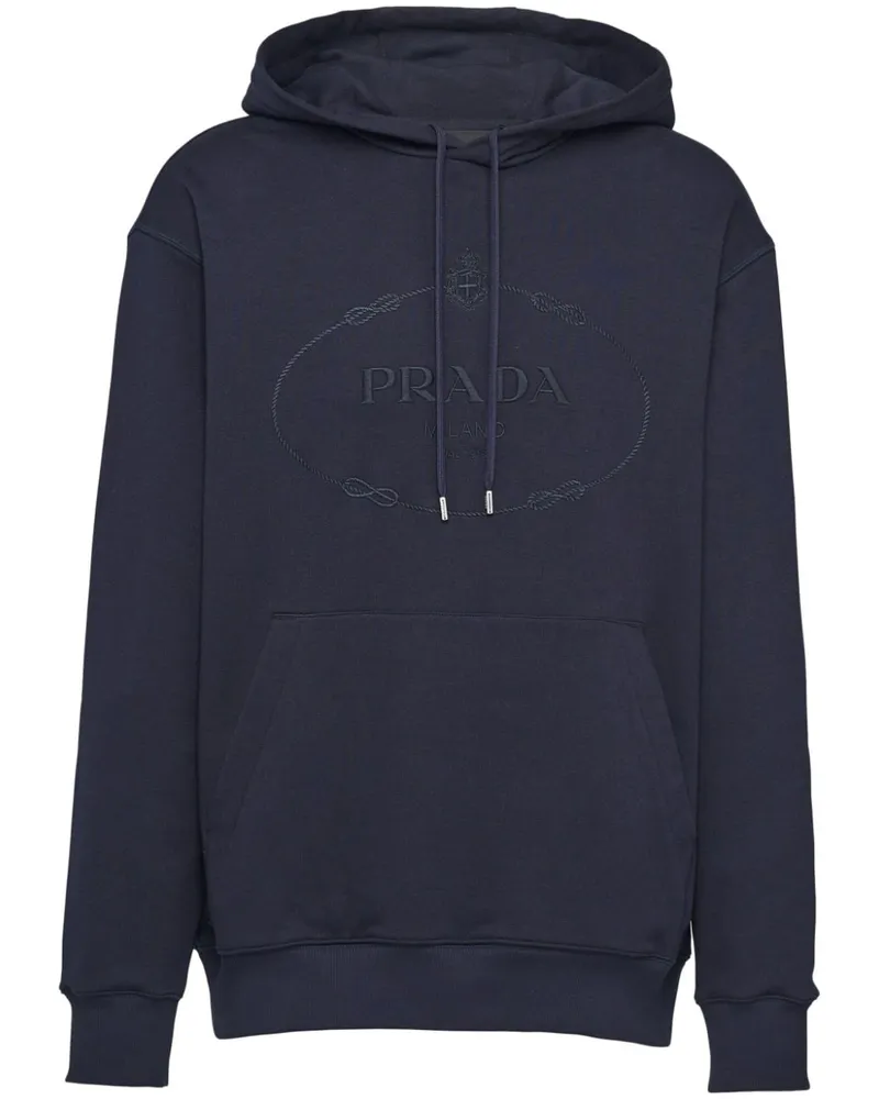 Prada Hoodie mit Logo-Print Blau