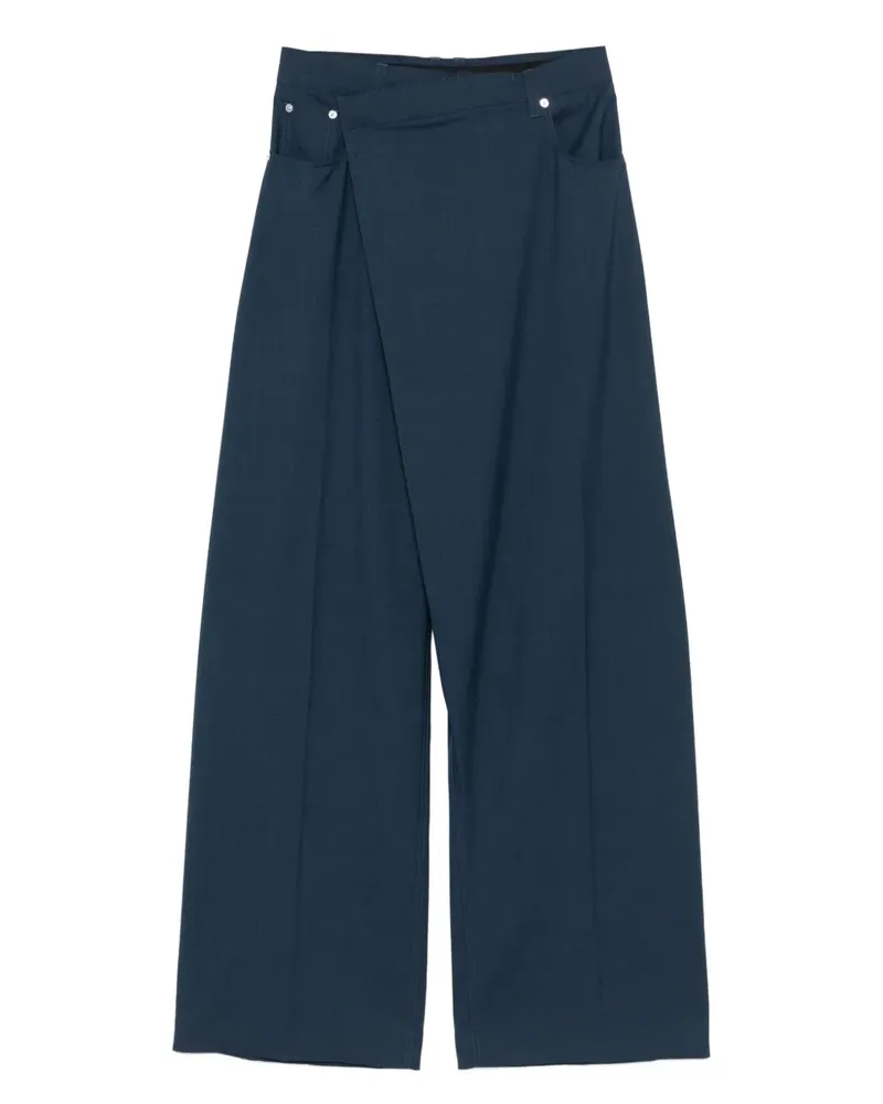 Thierry Mugler Wide-Leg-Hose mit Wickeltaschen - Blau Blau