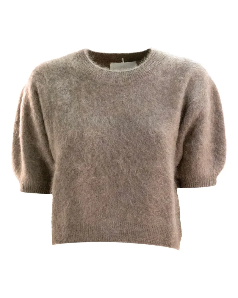 Lisa Yang T-Shirt mit Puffärmeln - Braun Braun