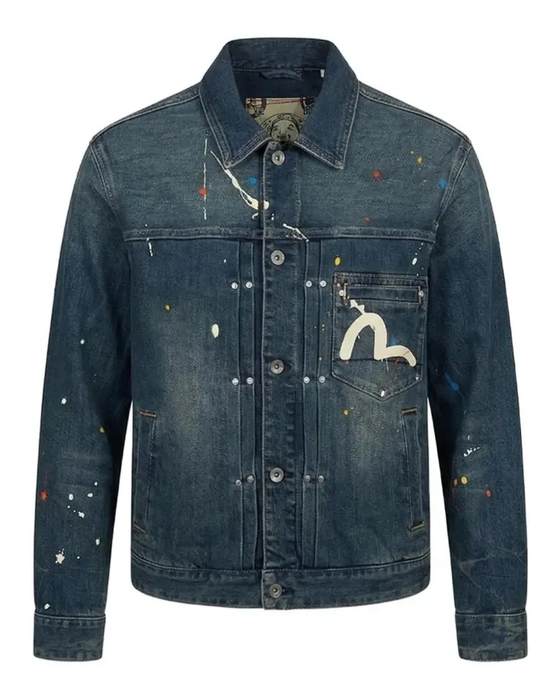 Evisu Splash Daicock paint-splatter denim jacket - Blau Blau