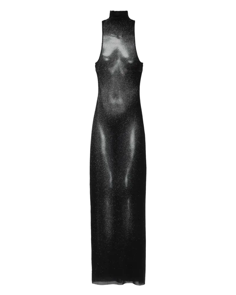 Jean Paul Gaultier Stehkragen-Kleid mit Body-Print - Schwarz Schwarz