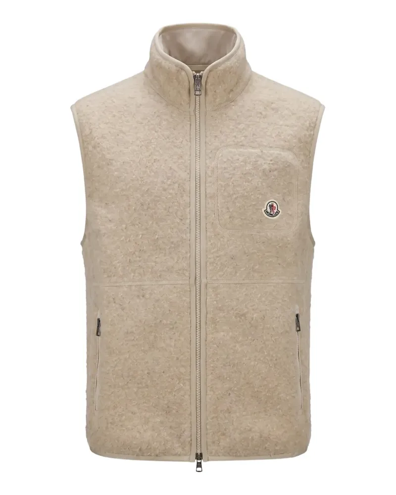 Moncler logo-patch brushed-effect gilet - Nude Nude