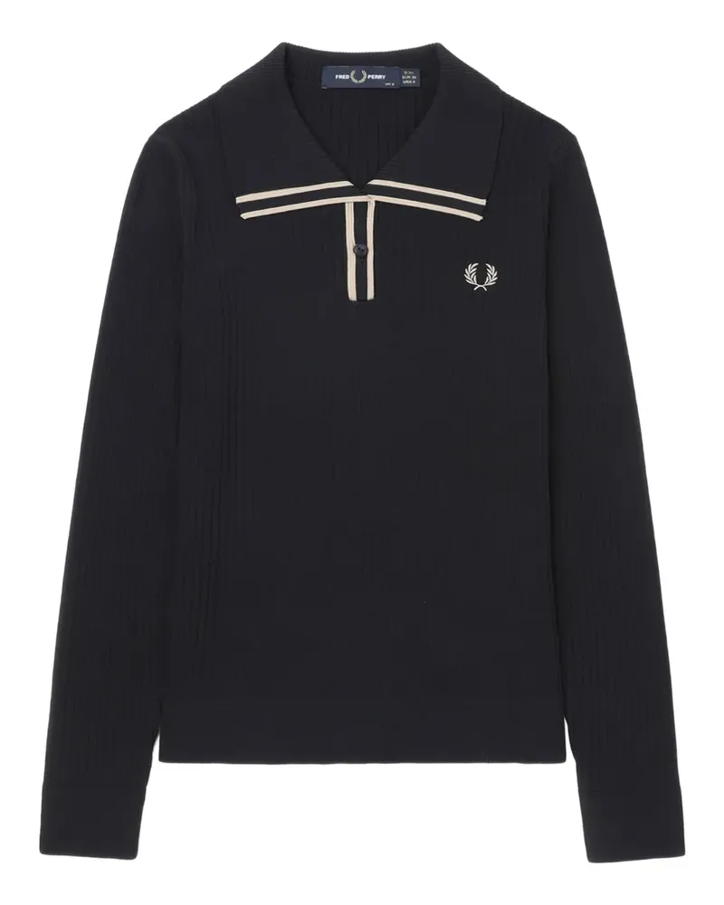 Fred Perry Gerippter Pullover mit Polokragen - Blau Blau