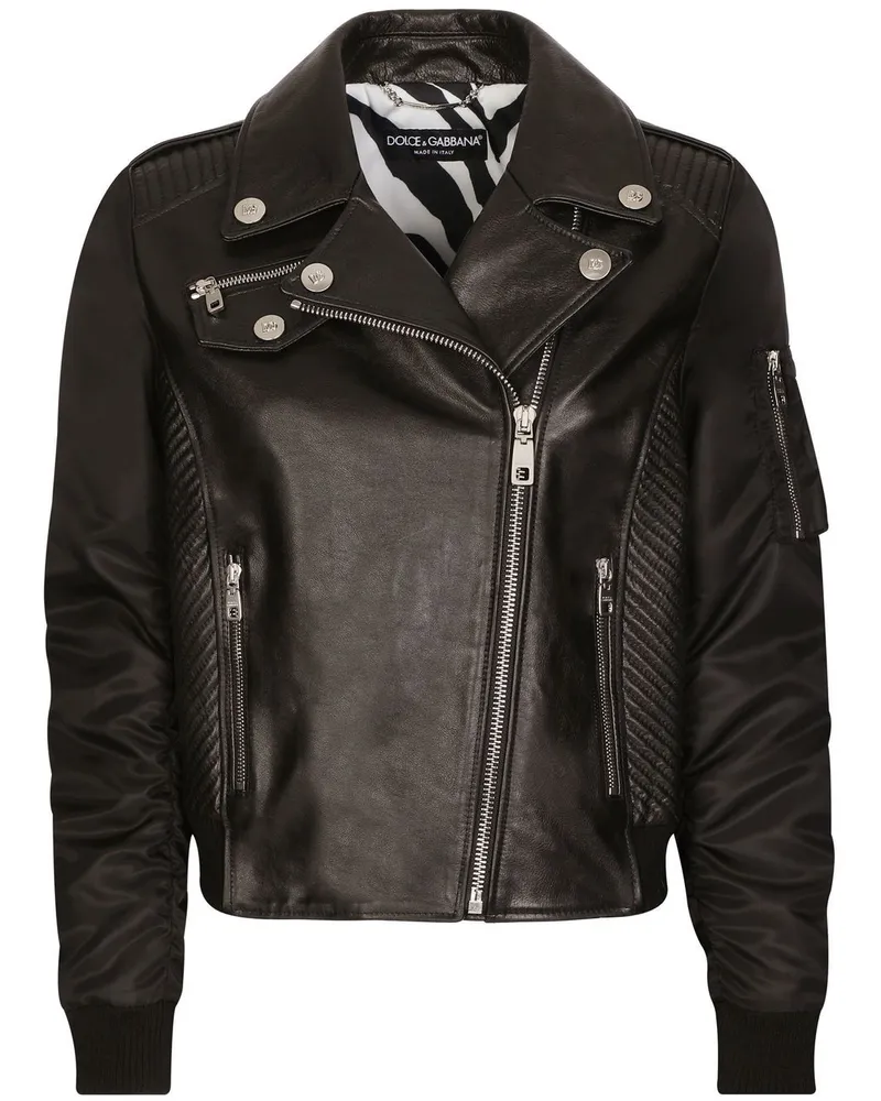 Dolce & Gabbana Bikerjacke aus Leder - Schwarz Schwarz