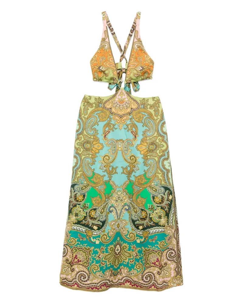ALEMAIS paisley-print cut-out dress - Grün Grün