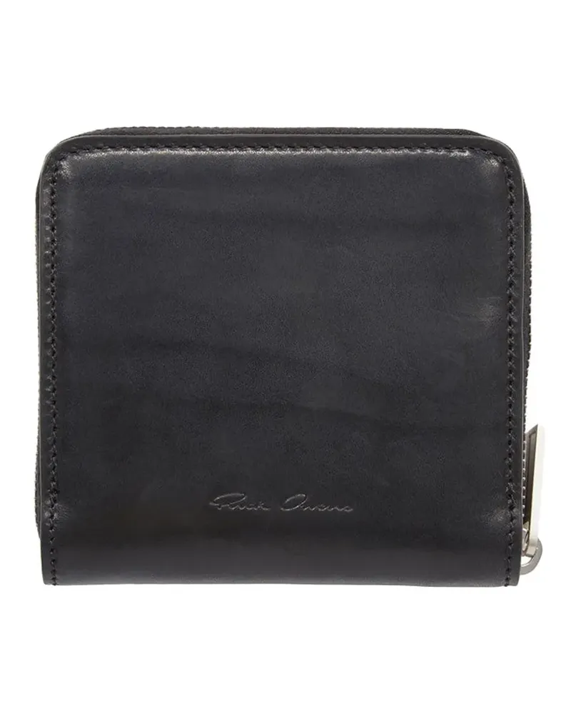 Rick Owens logo-plaque zip-around wallet - Schwarz Schwarz
