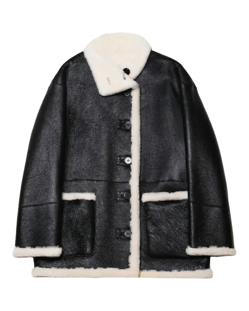 STAND Wendbare Heather Lederjacke - Schwarz Schwarz