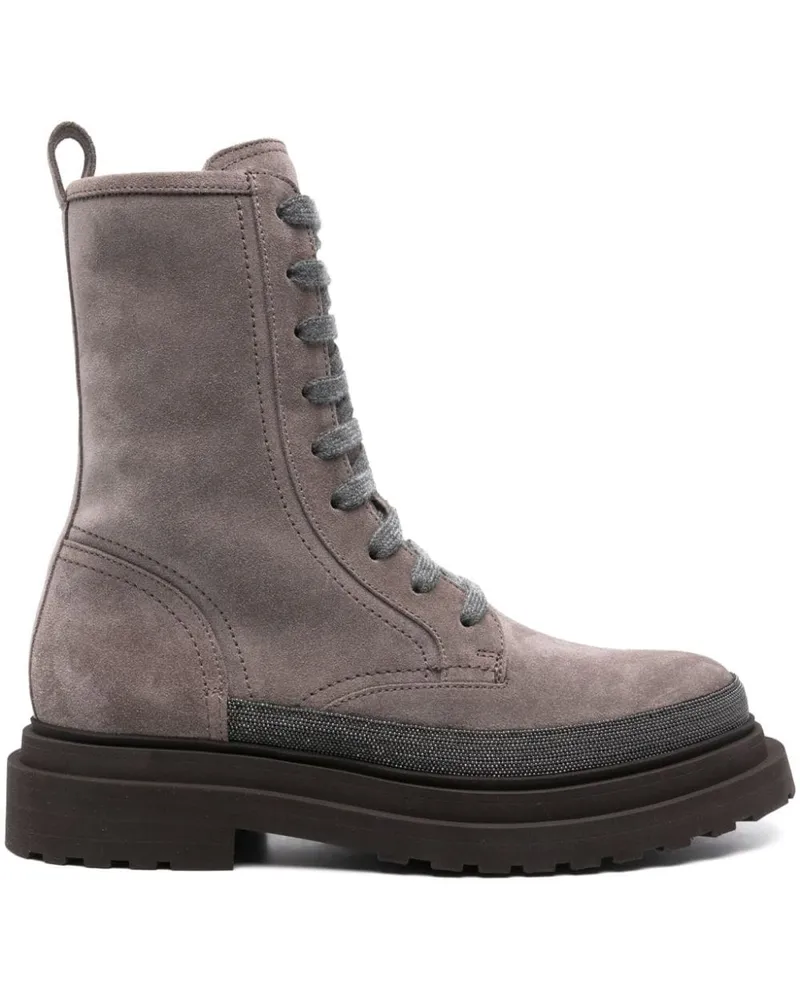 Brunello Cucinelli Stiefel aus Wildleder - Grau Grau