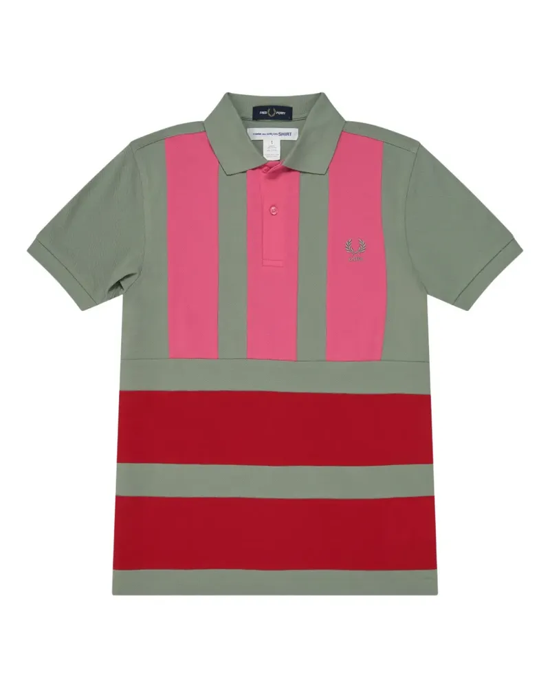 Comme des Garçons x Fred Perry colour-block striped polo shirt - Grün Grün