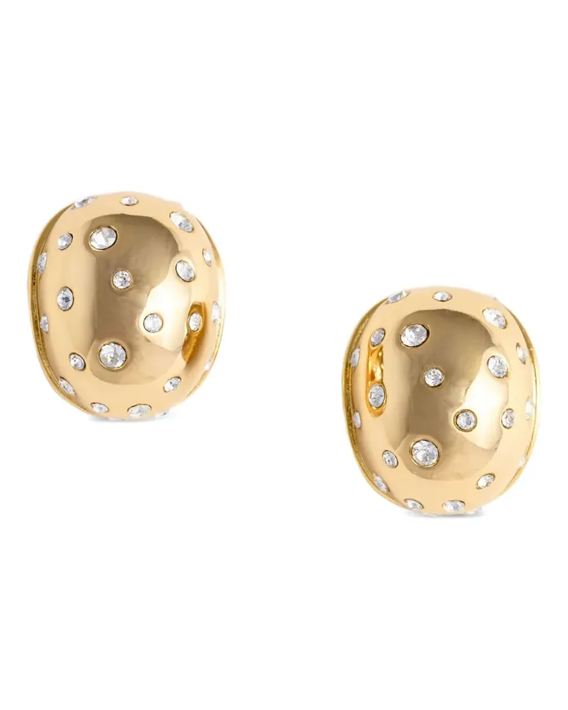Self-Portrait crystal-embellished oval earrings - Gold Gold