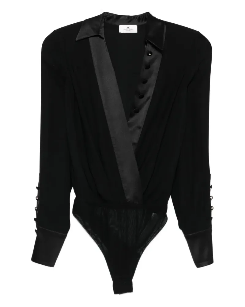 Elisabetta Franchi Body mit Knopfmanschetten - Schwarz Schwarz