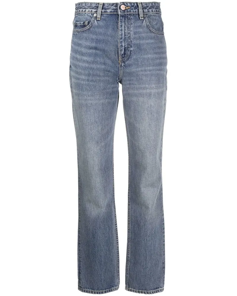 Ganni Gerade Jeans mit Logo-Patch - Blau Blau