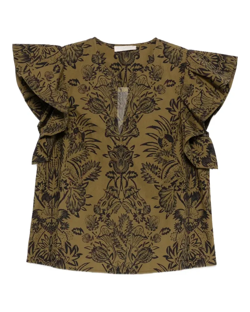 Ulla Johnson Gerüschte Bluse mit Blumenmuster - Grün Grün