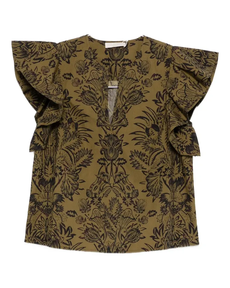 Ulla Johnson ruffled floral-pattern blouse - Grün Grün