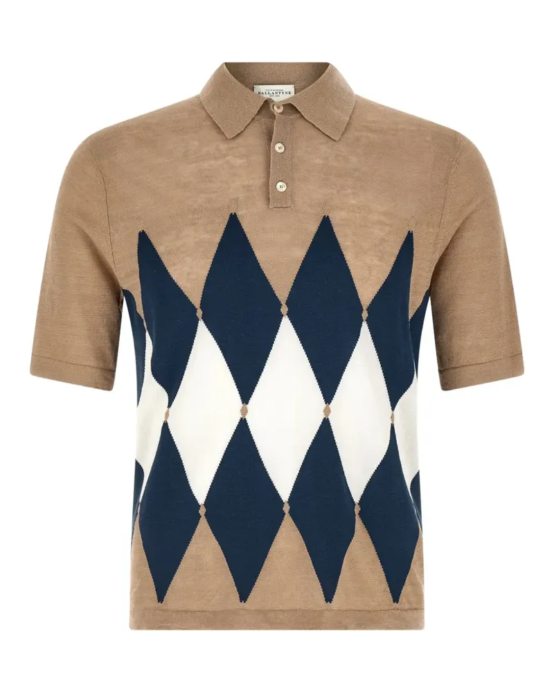 Ballantyne argyle-pattern short-sleeve polo shirt - Nude Nude