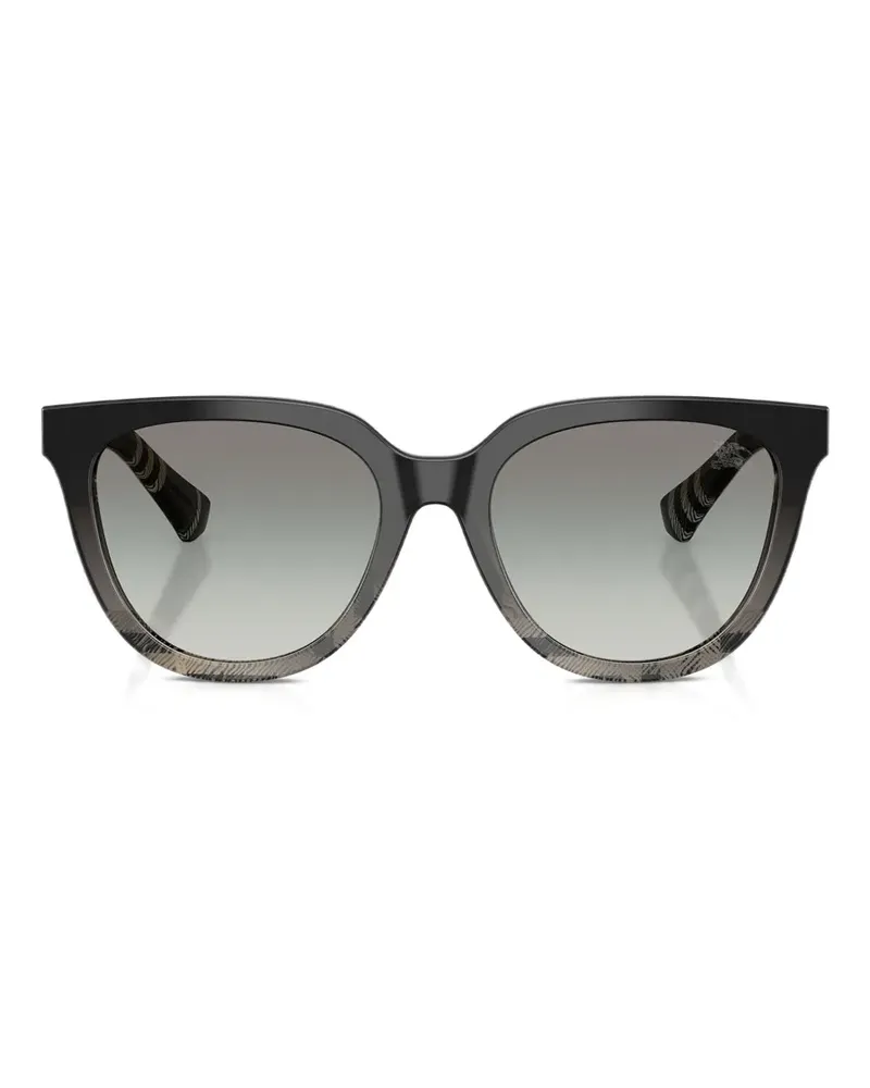 Burberry Runde Sonnenbrille mit Karo - Schwarz Schwarz