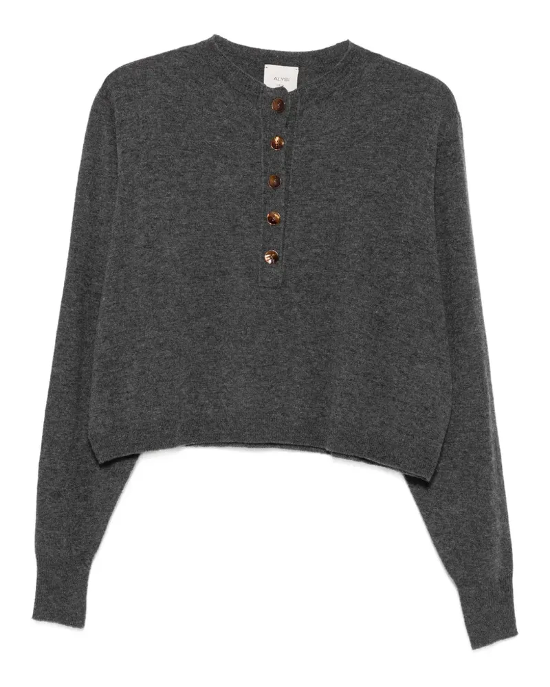 ALYSI Cropped-Pullover mit Knopfverschluss - Grau Grau