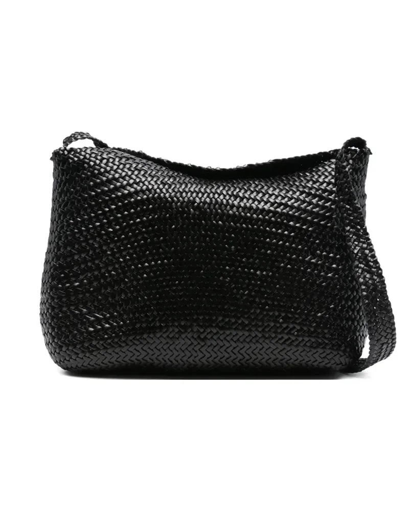 Dragon Diffusion Santa Marta Schultertasche aus gewebtem Leder - Schwarz Schwarz