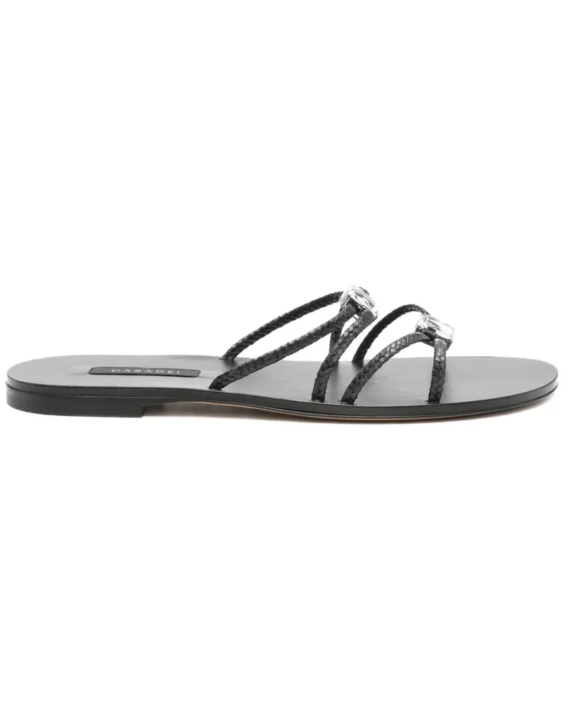 Casadei Flache Sandalen mit Kristallen - Schwarz Schwarz