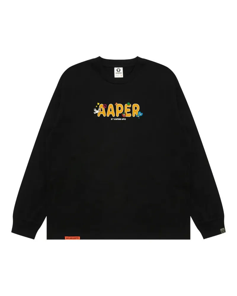 BAPE Langarmshirt mit Logo - Schwarz Schwarz