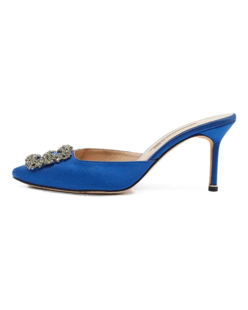 Manolo Blahnik Hangisimu crystal-embellished mules - Blau Blau