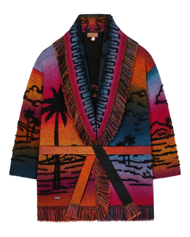 Alanui Sunset Stories Strickmantel mit Fransen - Schwarz Schwarz