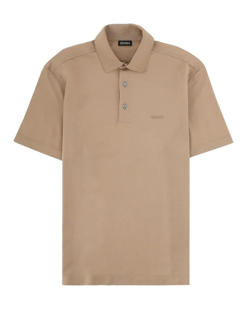 Ermenegildo Zegna logo-embroidered short-sleeve polo shirt - Nude Nude