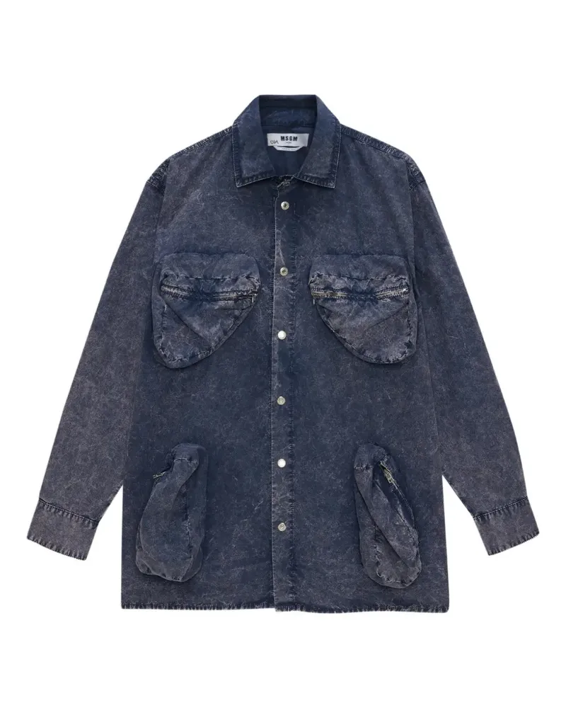 MSGM Hemd mit Reißverschluss - Blau Blau