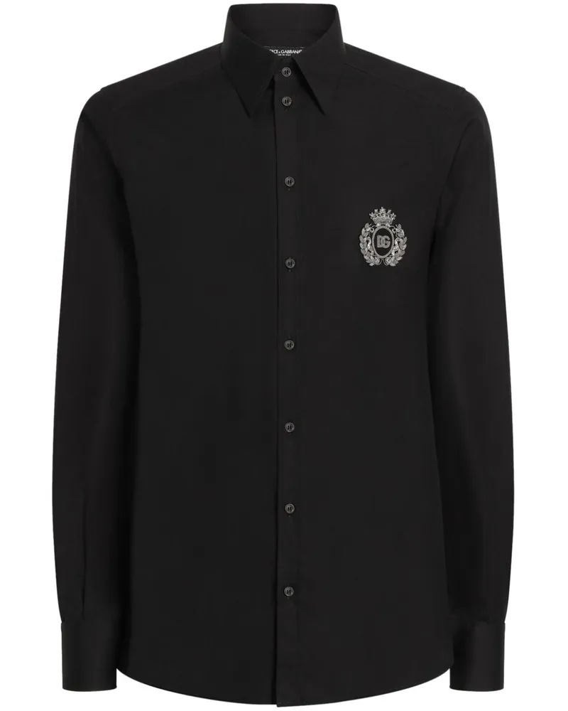 Dolce & Gabbana Hemd mit Logo-Applikation - Schwarz Schwarz