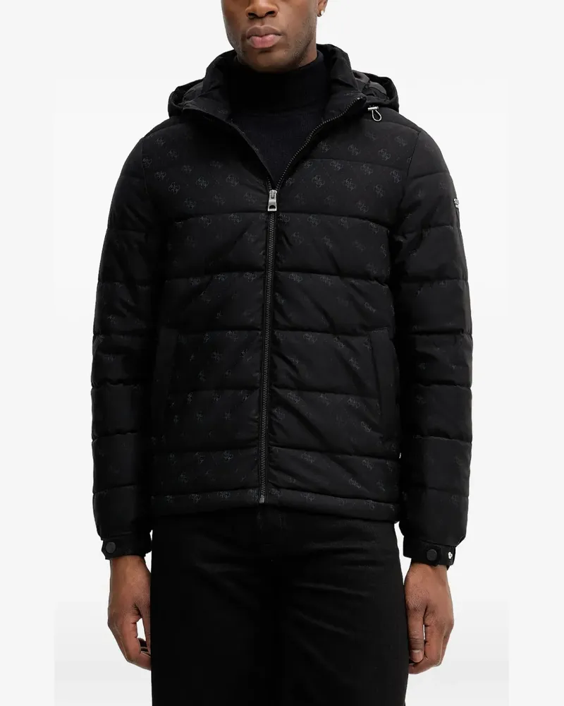 Guess hooded monogram jacket - Schwarz Schwarz