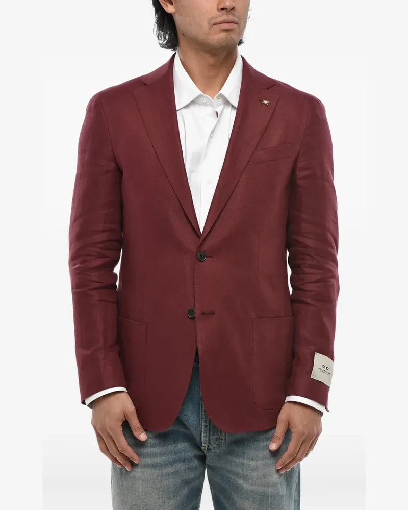 Corneliani single-breasted linen blazer - Rot Rot