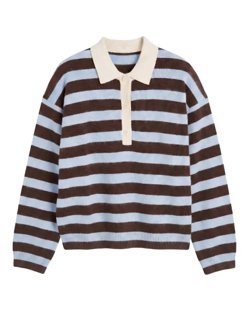 Chinti & Parker Gestreiftes Poloshirt aus Merinowolle - Blau Blau