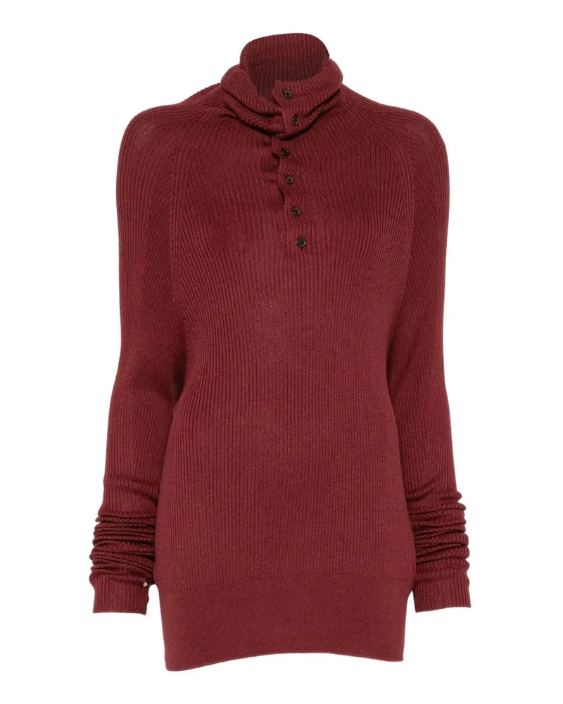 Yohji Yamamoto Gerippter Pullover - Rot Rot