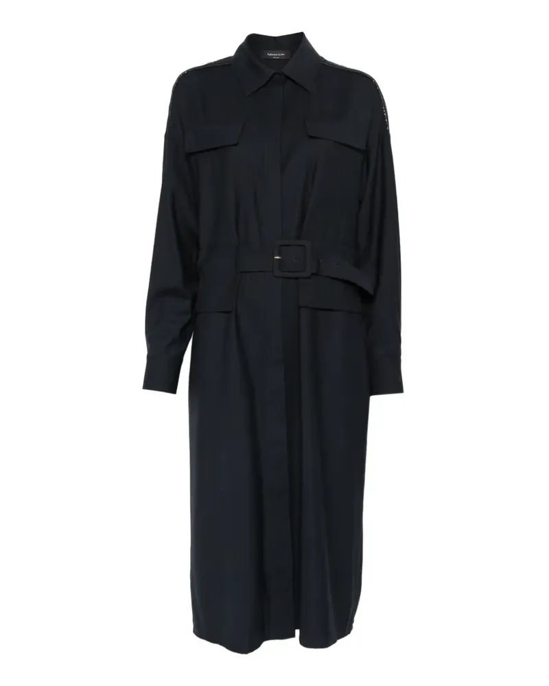 Fabiana Filippi belted chest-pockets midi dress - Blau Blau