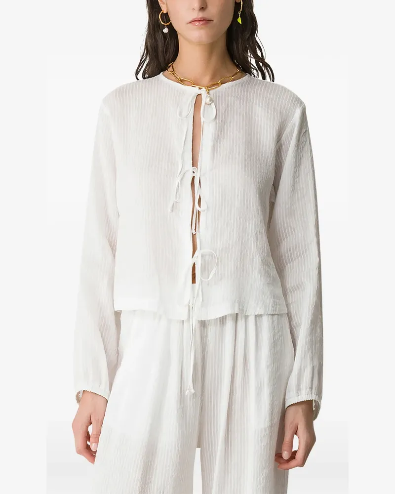 forte_forte Hemd mit Schleifenverschluss - Weiß Weiß