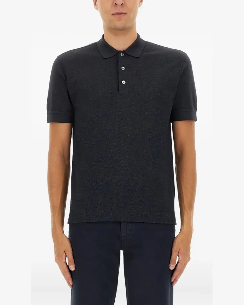 Ermenegildo Zegna buttoned short-sleeve T-shirt - Schwarz Schwarz