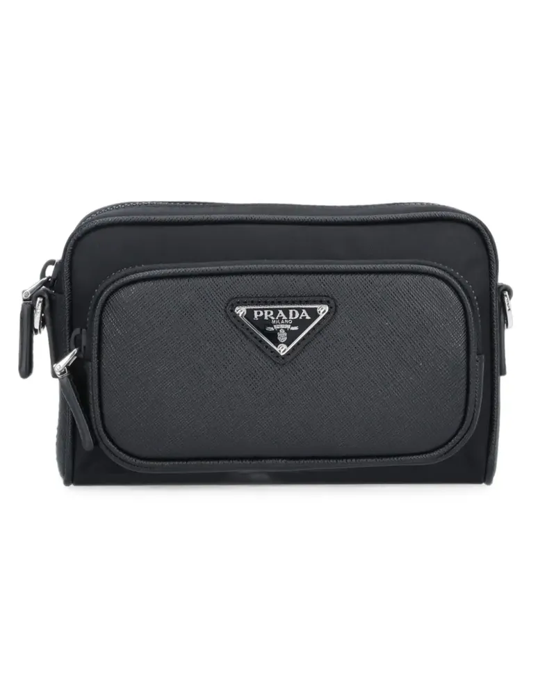 Prada logo-plaque shoulder bag - Schwarz Schwarz