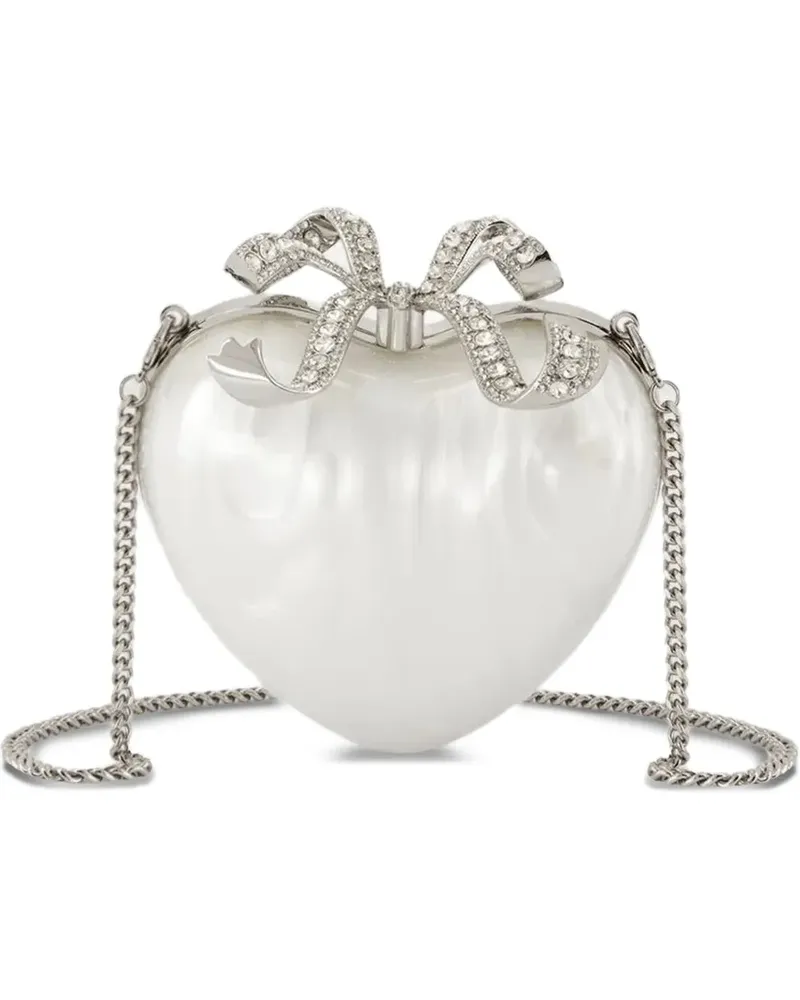 Self-Portrait Kristallverzierte Clutch in Herzform - Nude Nude
