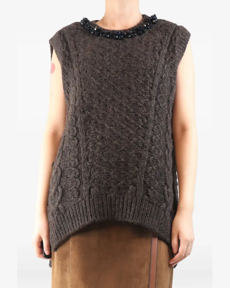 Simone Rocha beaded sleeveless chunky-knit top - Braun Braun