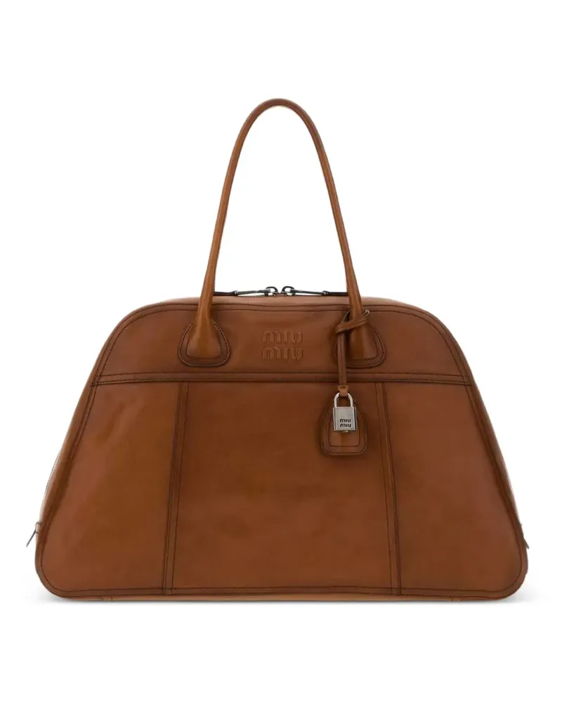 Miu Miu large Vivant leather tote bag - Braun Braun