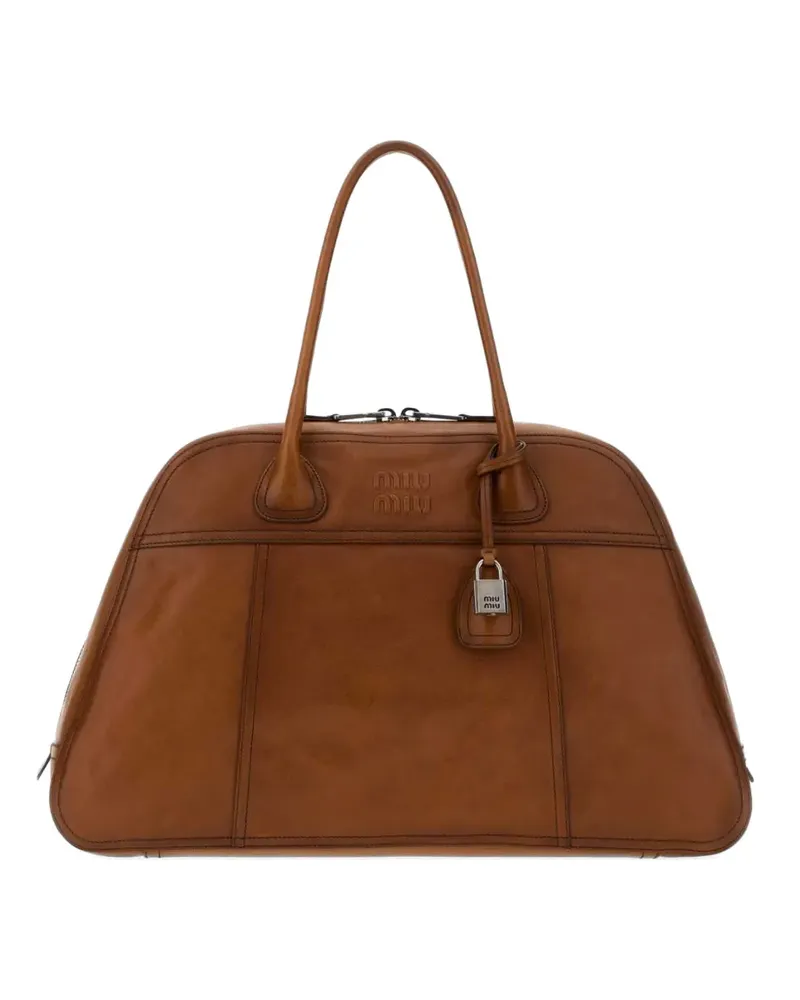 Miu Miu large Vivant leather tote bag - Braun Braun
