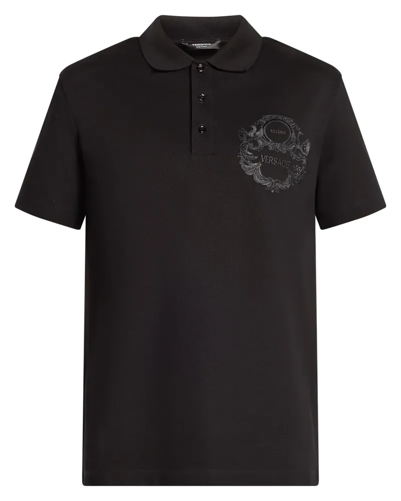 Versace Poloshirt mit Logo-Stickerei - Schwarz Schwarz