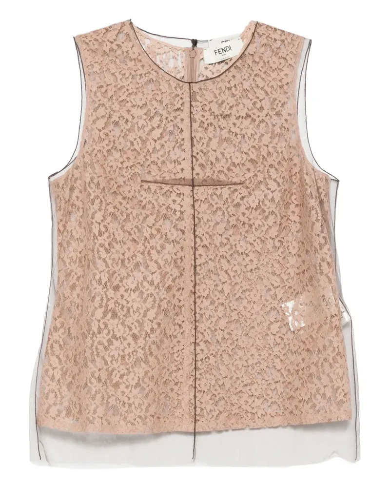 Fendi Spitzenoberteil mit Blumenmuster - Braun Braun