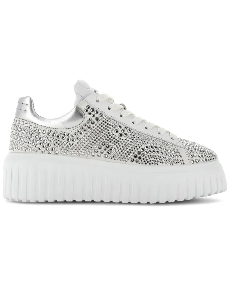 Hogan H-Stripe Sneakers mit Strass - Silber Silber