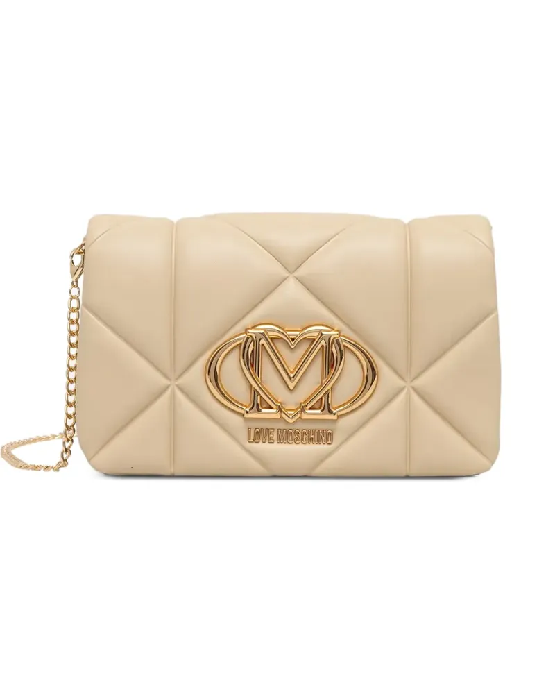 Moschino quilted logo-plaque shoulder bag - Nude Nude